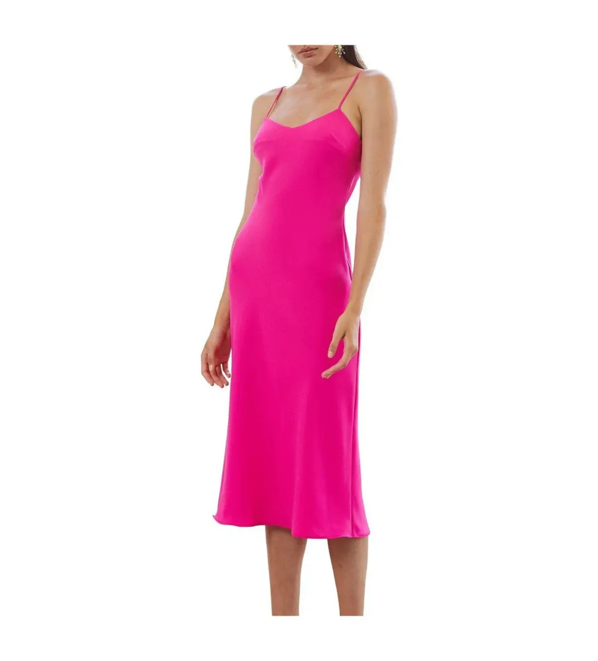 By Johnny Neon Bias Slip Midi Dress Pink Size AU 10 - Image 4