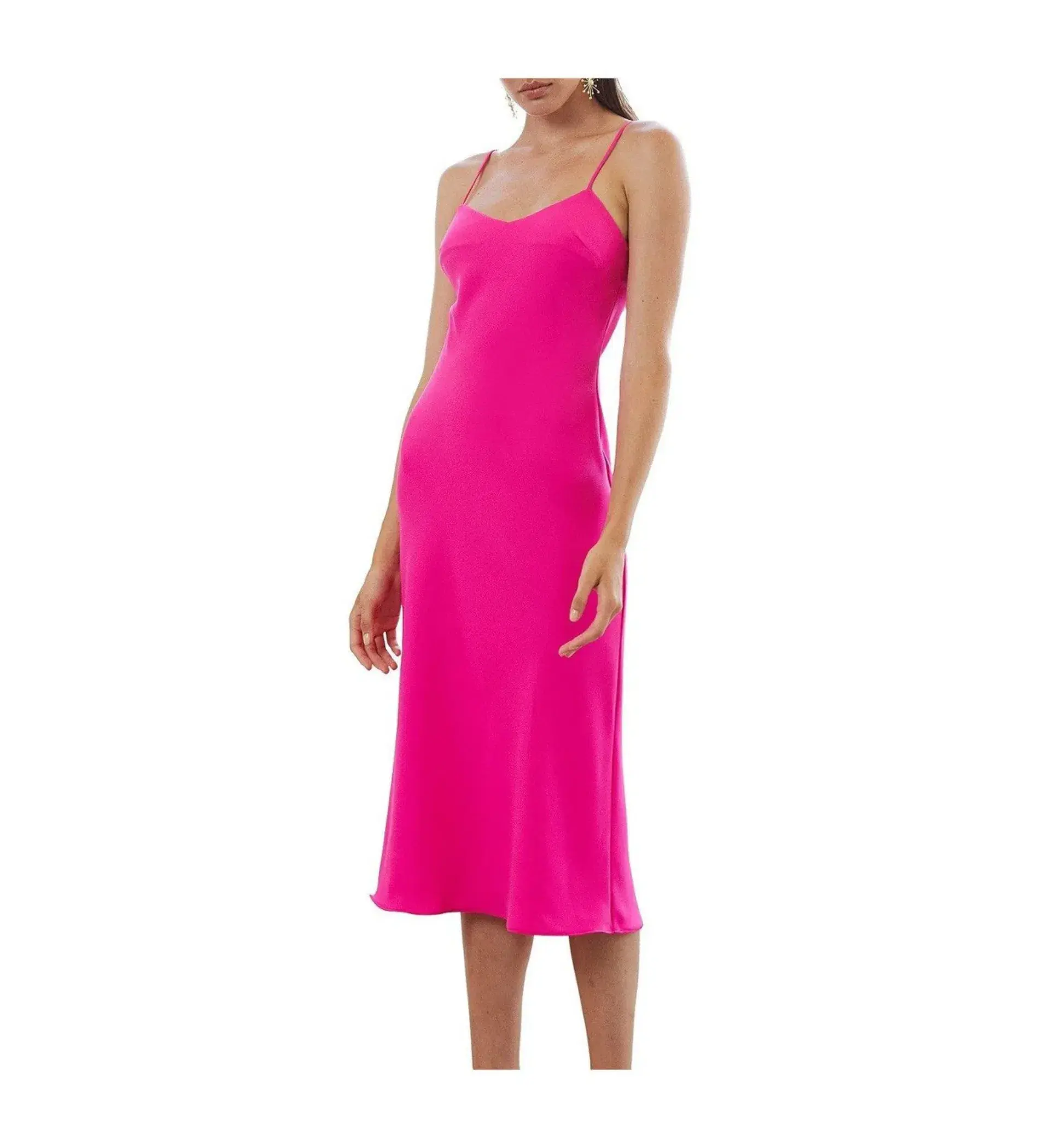 By Johnny Neon Bias Slip Midi Dress Pink Size AU 10 - Image 4