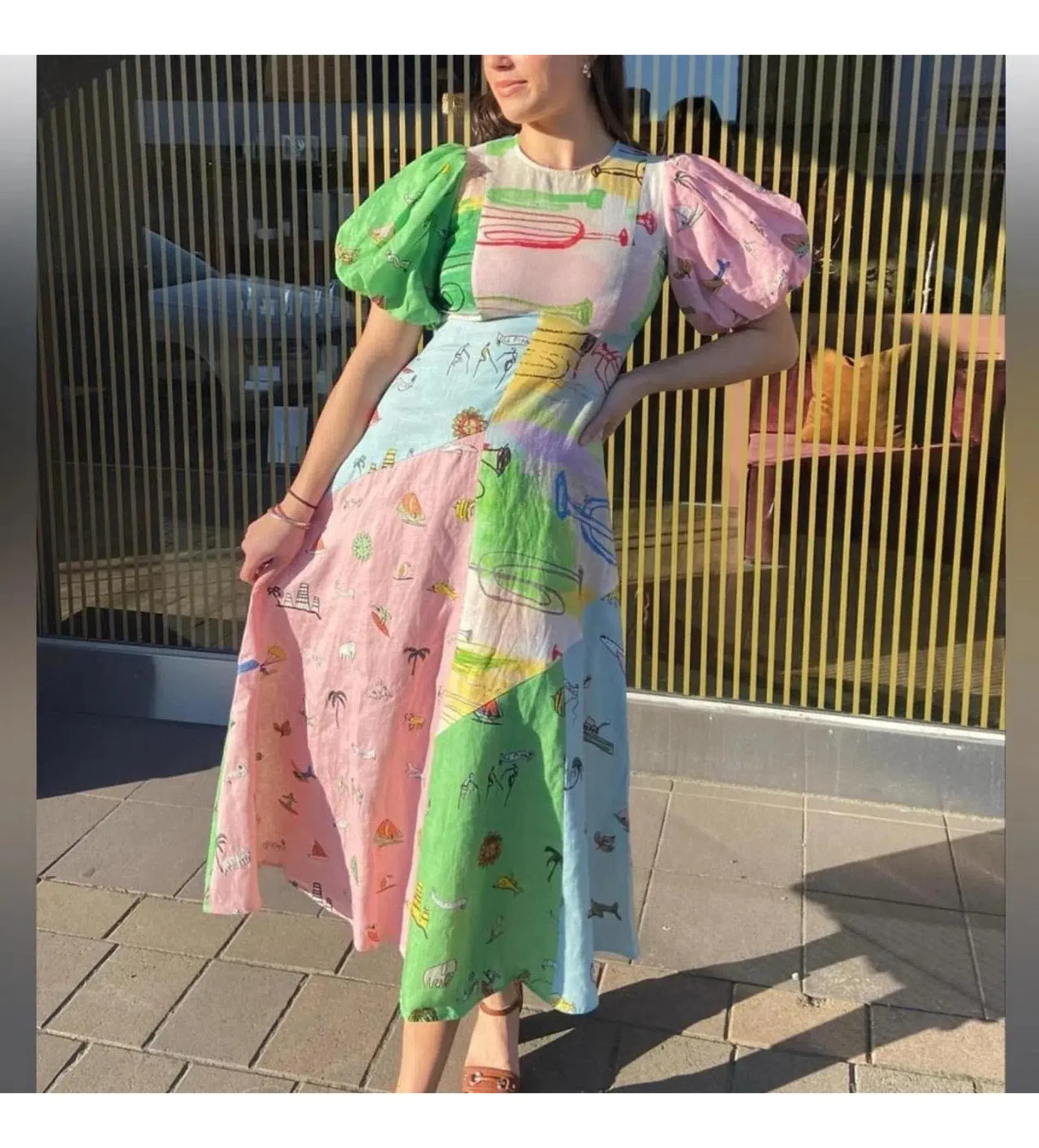 Alemais Jet Midi Dress Multi Print Size AU 8 - Image 2