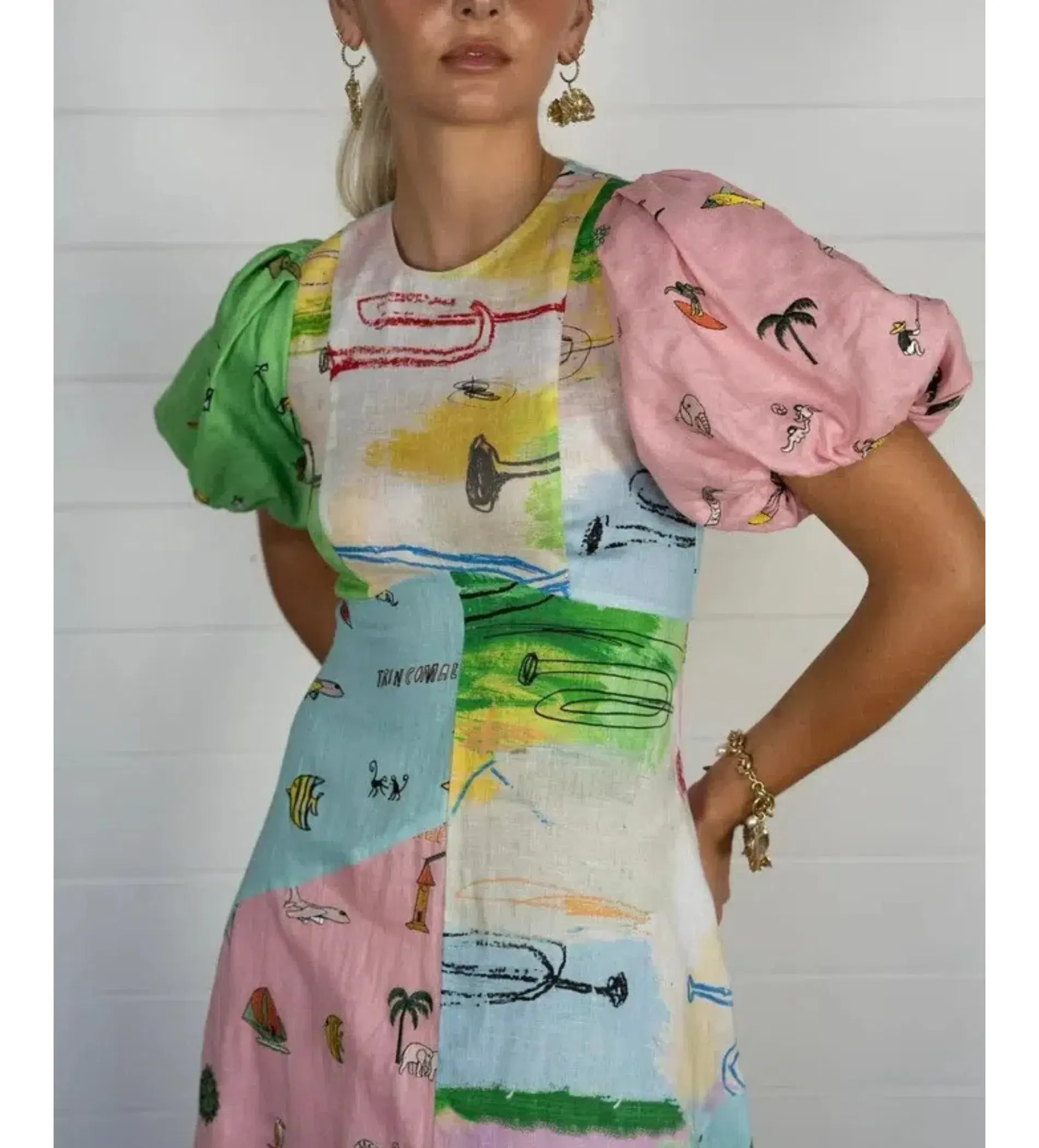 Alemais Jet Midi Dress Multi Print Size AU 8 - Image 7