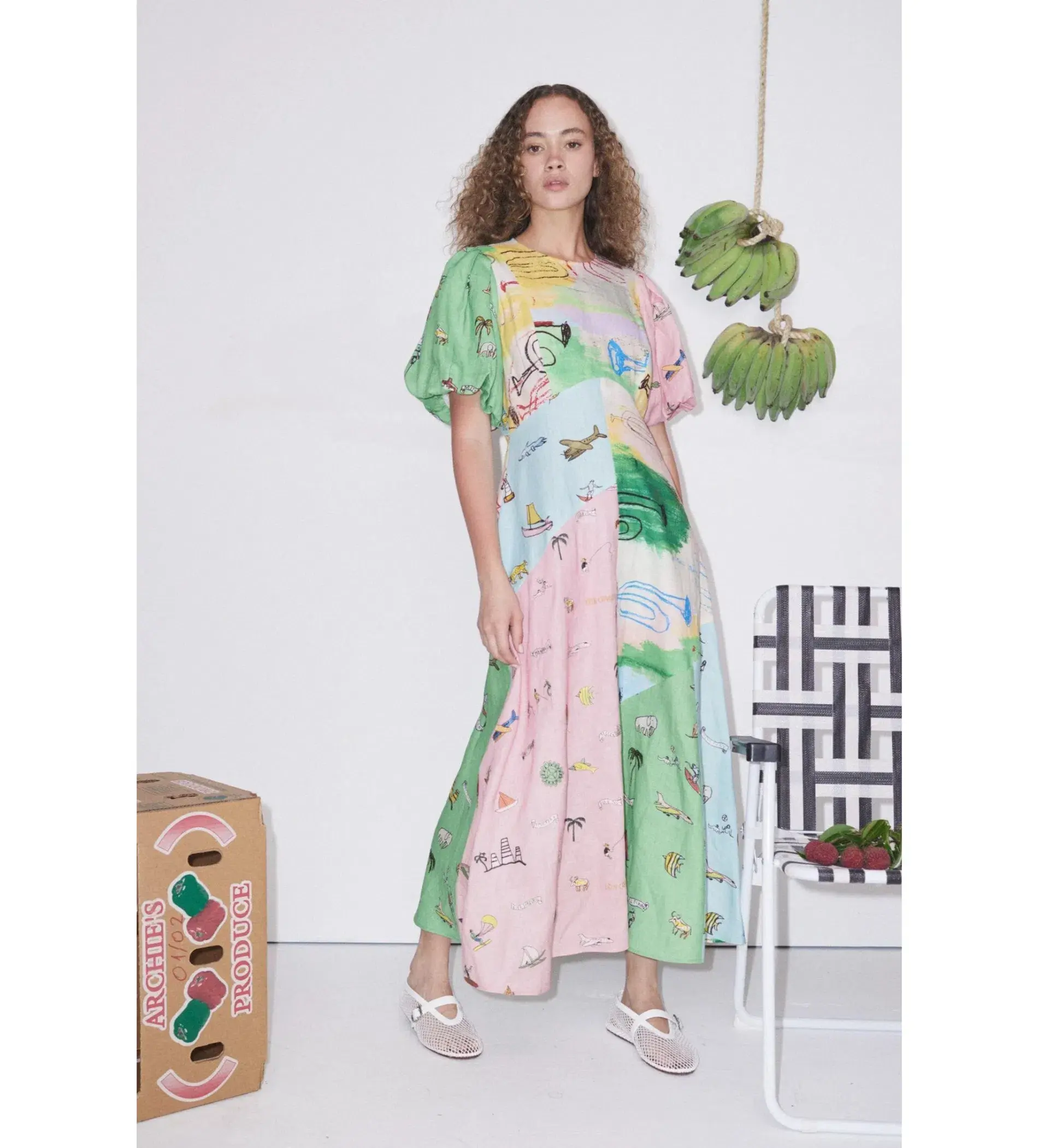 Alemais Jet Midi Dress Multi Print Size AU 8 - Image 1