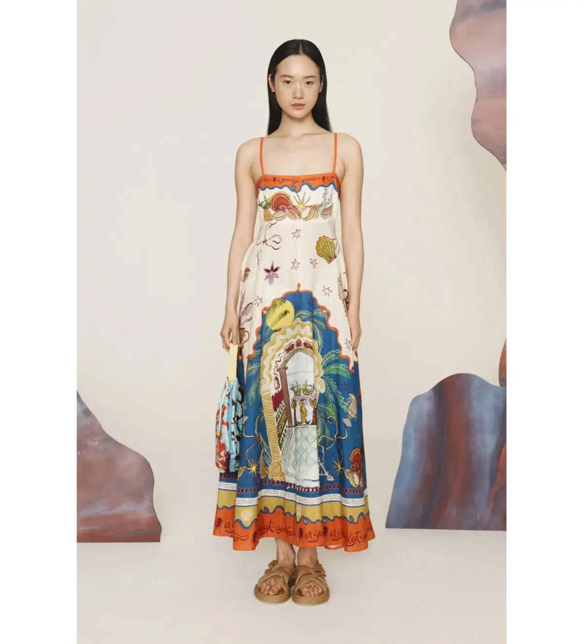 Alemais Surrealist Summer Sundress Midi Dress Multi Size 12  - Image 1