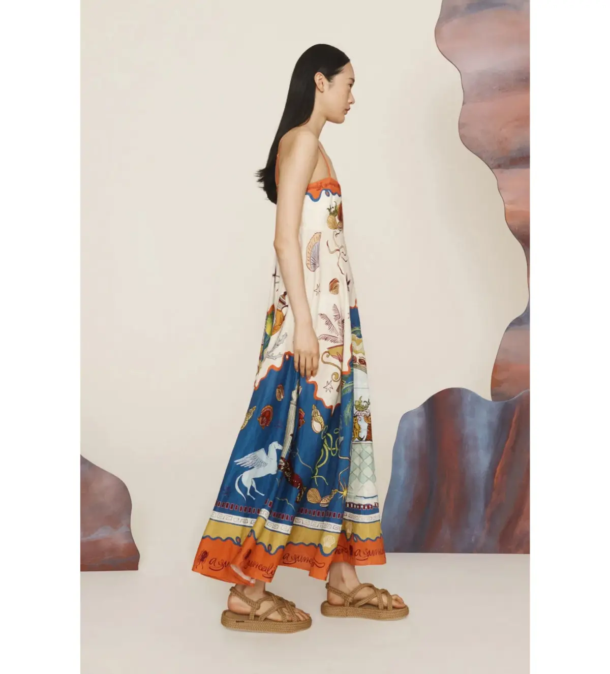 Alemais Surrealist Summer Sundress Midi Dress Multi Size 12  - Image 3