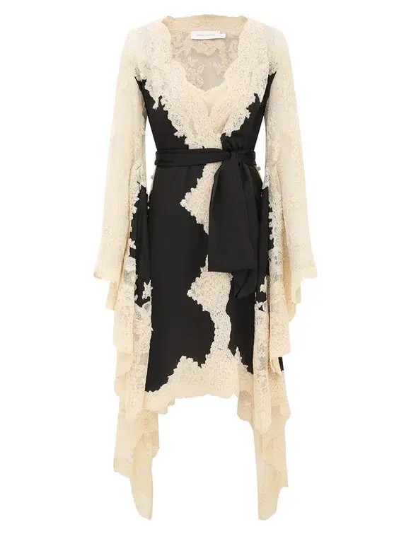 Zimmermann Hypnotic Satin Wrap Mini Dress White/Black Size 0 - Image 1