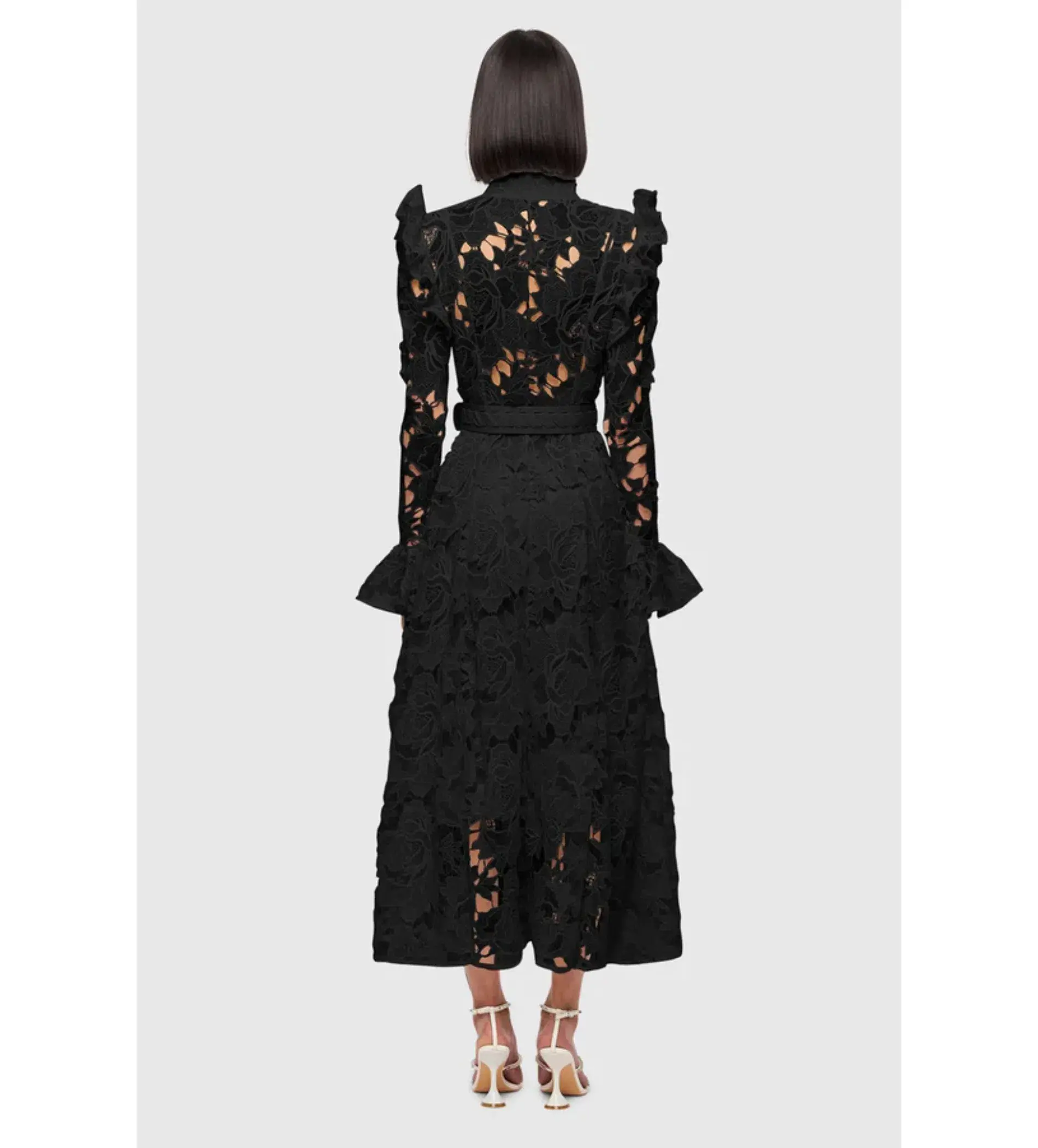 Leo Lin Aliyah Butterfly Sleeve Midi Dress Black Size 8 - Image 2