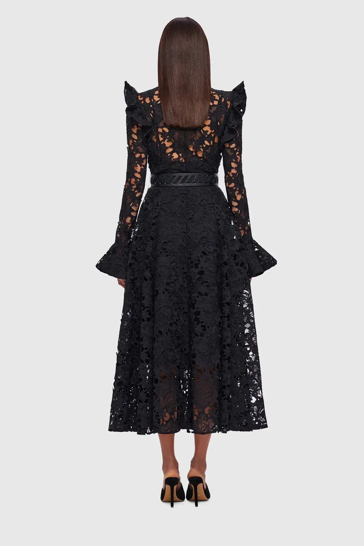 Leo Lin Aliyah Butterfly Sleeve Midi Dress Black Size AU 12 - Image 2