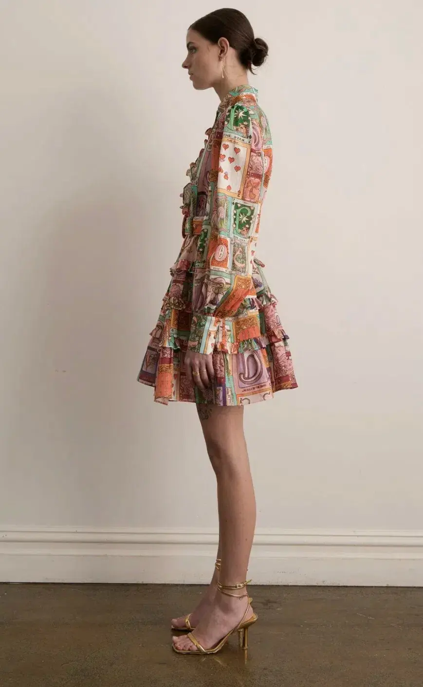 Kate Ford Cairo Frill Layered Mini Dress Wheel of Fortune Size 4 / AU 14 - Image 2