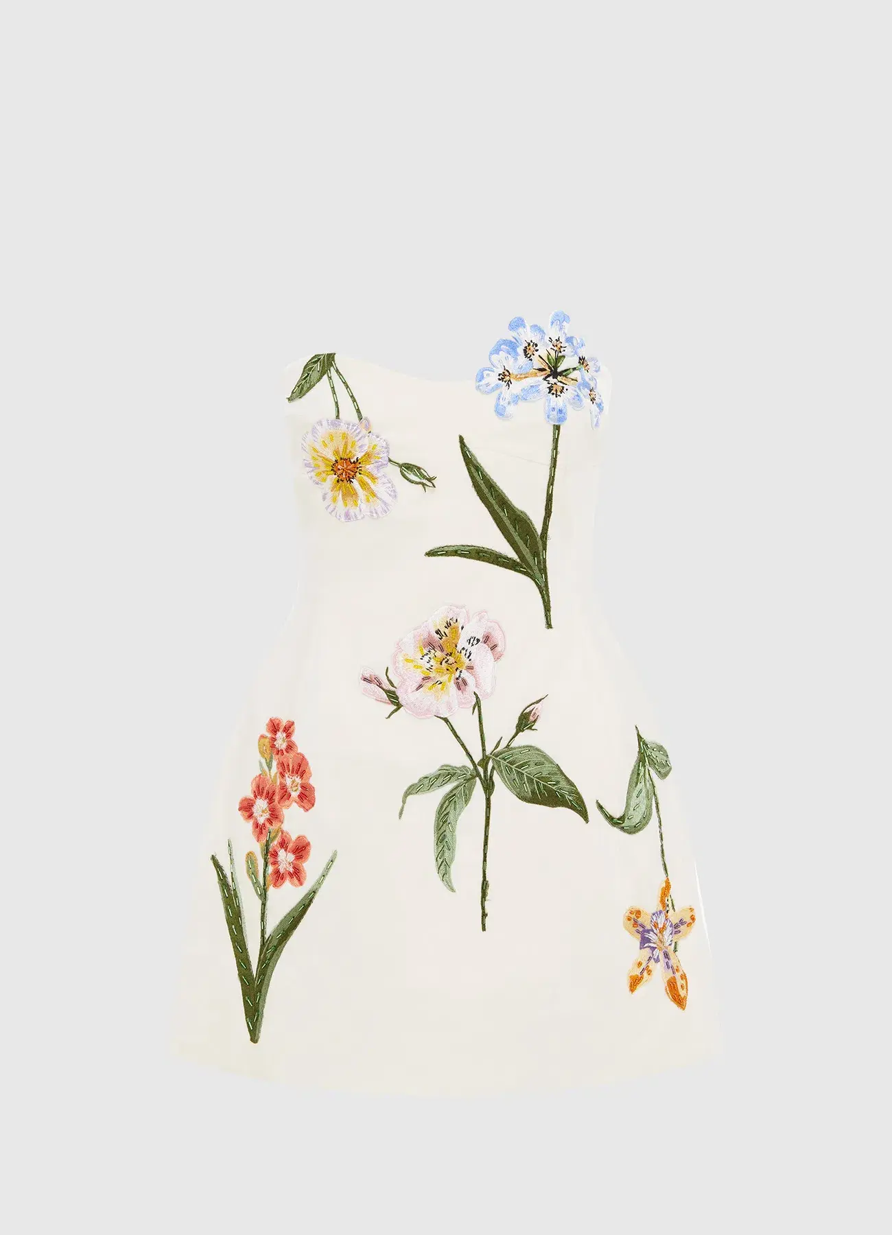 Leo Lin Rosario Velvet Mini Dress Botanical Print in Snow Size 12 - Image 1