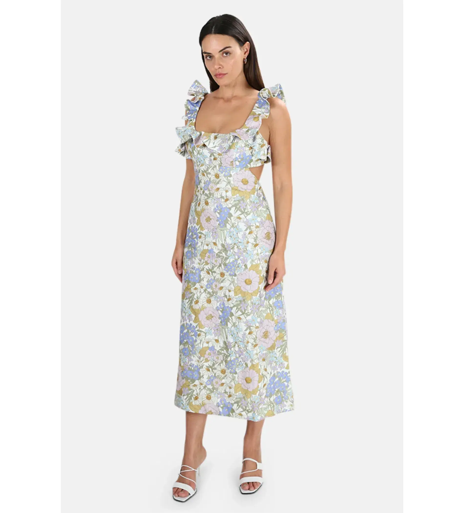 Zimmermann Super Eight Frilled Midi Dress Floral Size 10 - Image 1