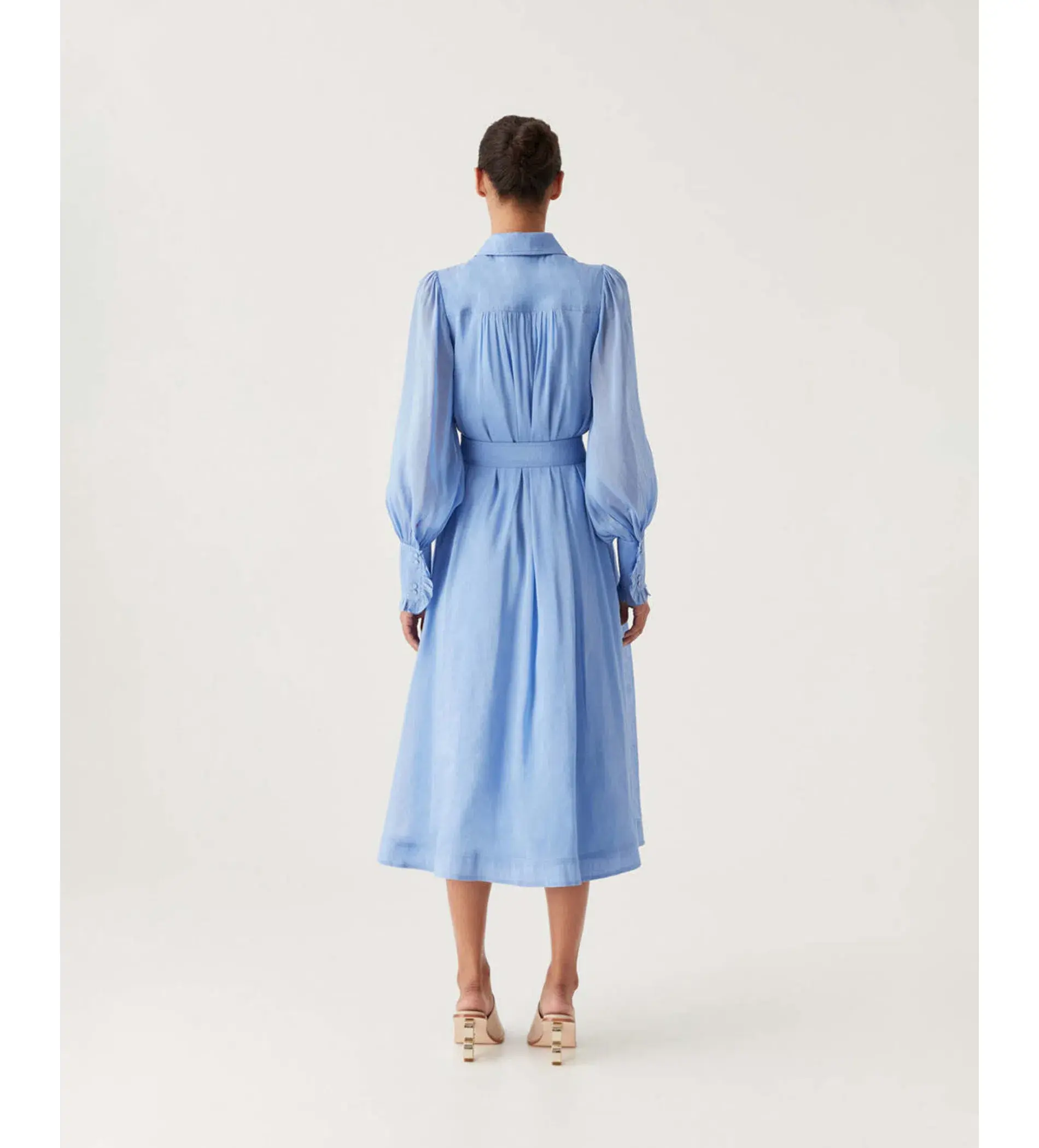 Aje Iris Pleated Bib Midi Dress in Mist Blue Size M / AU 10 - Image 3