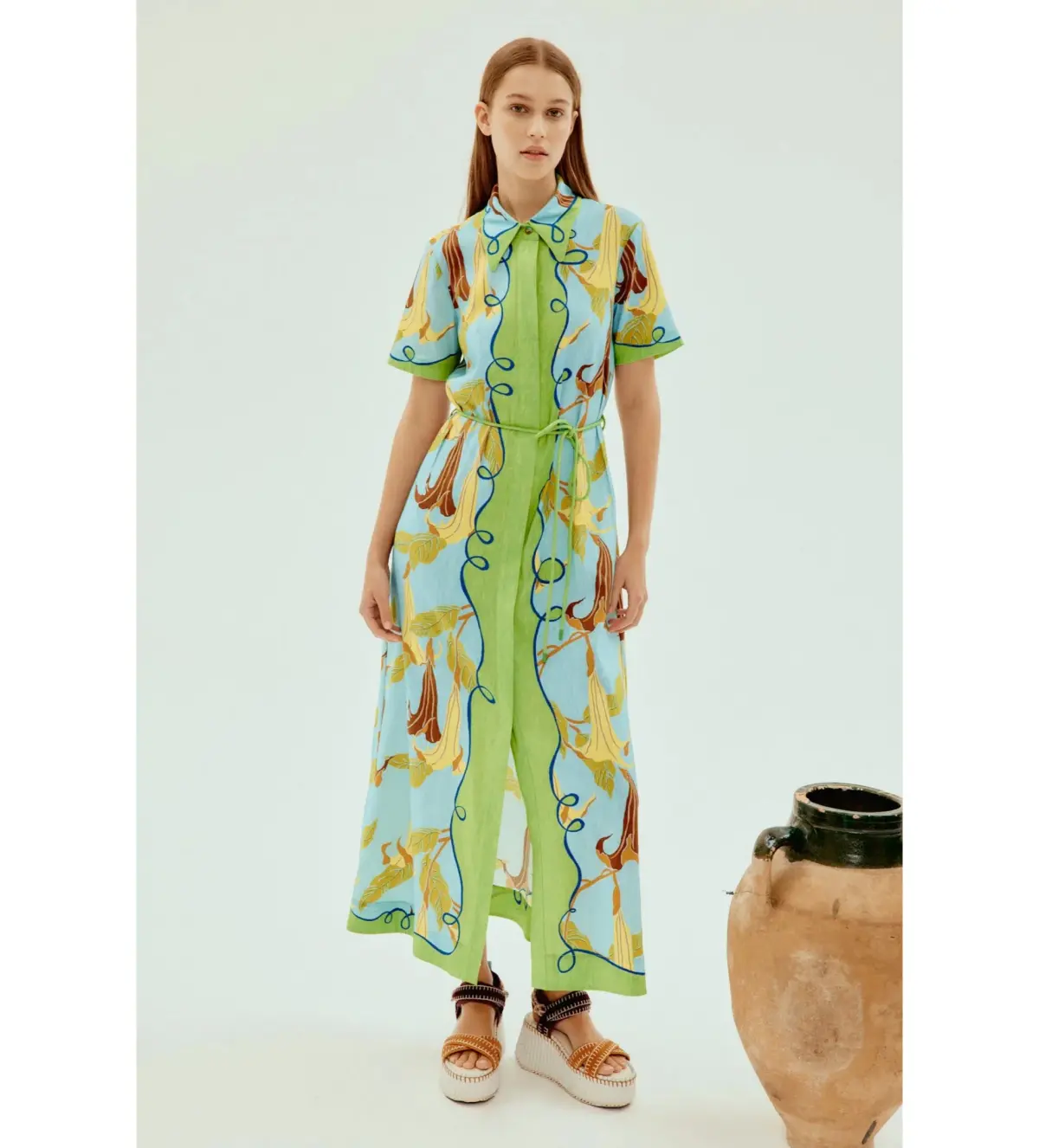 Alemais Rafaela Midi Shirtdress in Multi Size AU 14 - Image 1