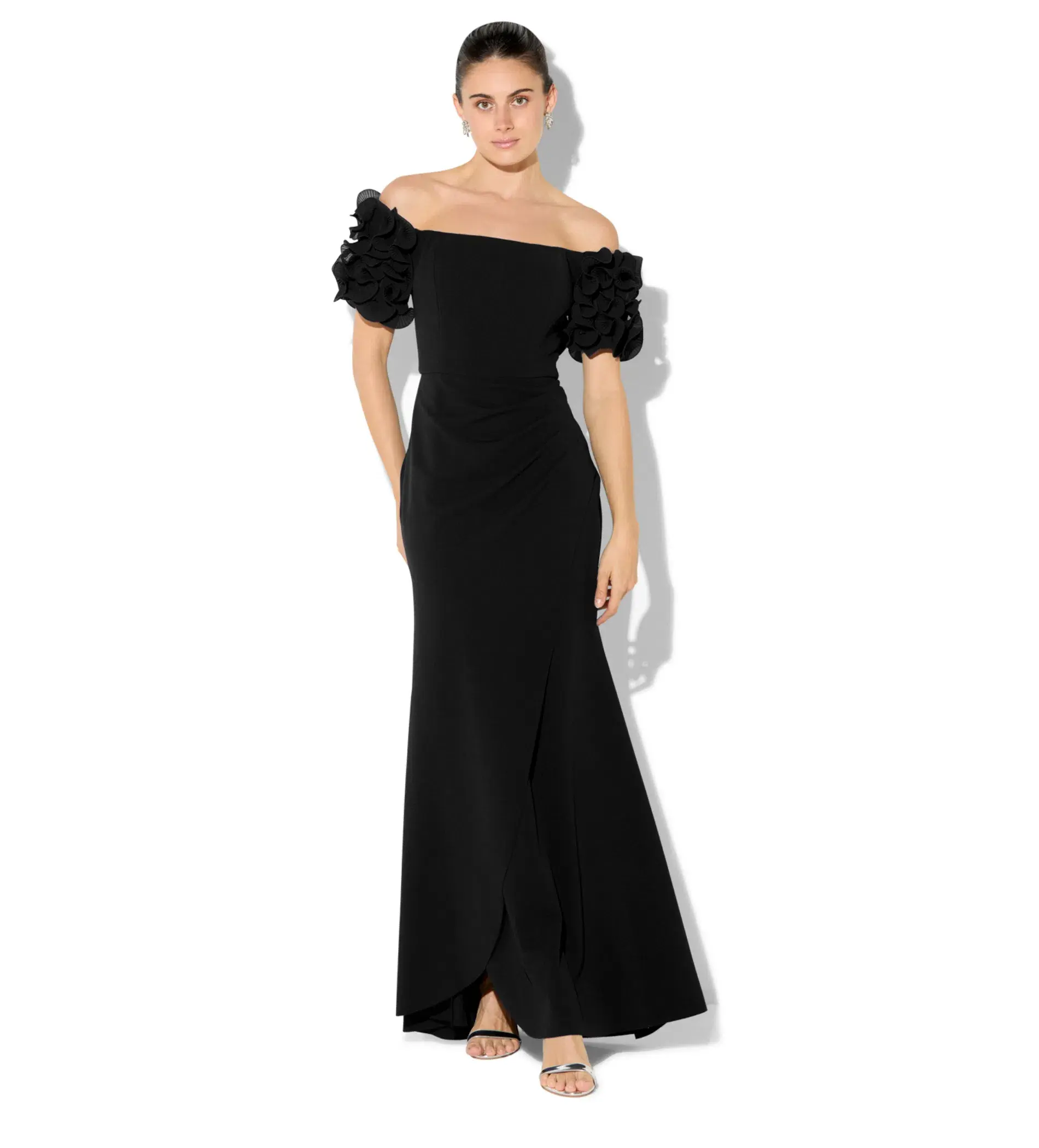 Montique Diana Ruffle Sleeve Gown in Black Size 14/L - Image 1