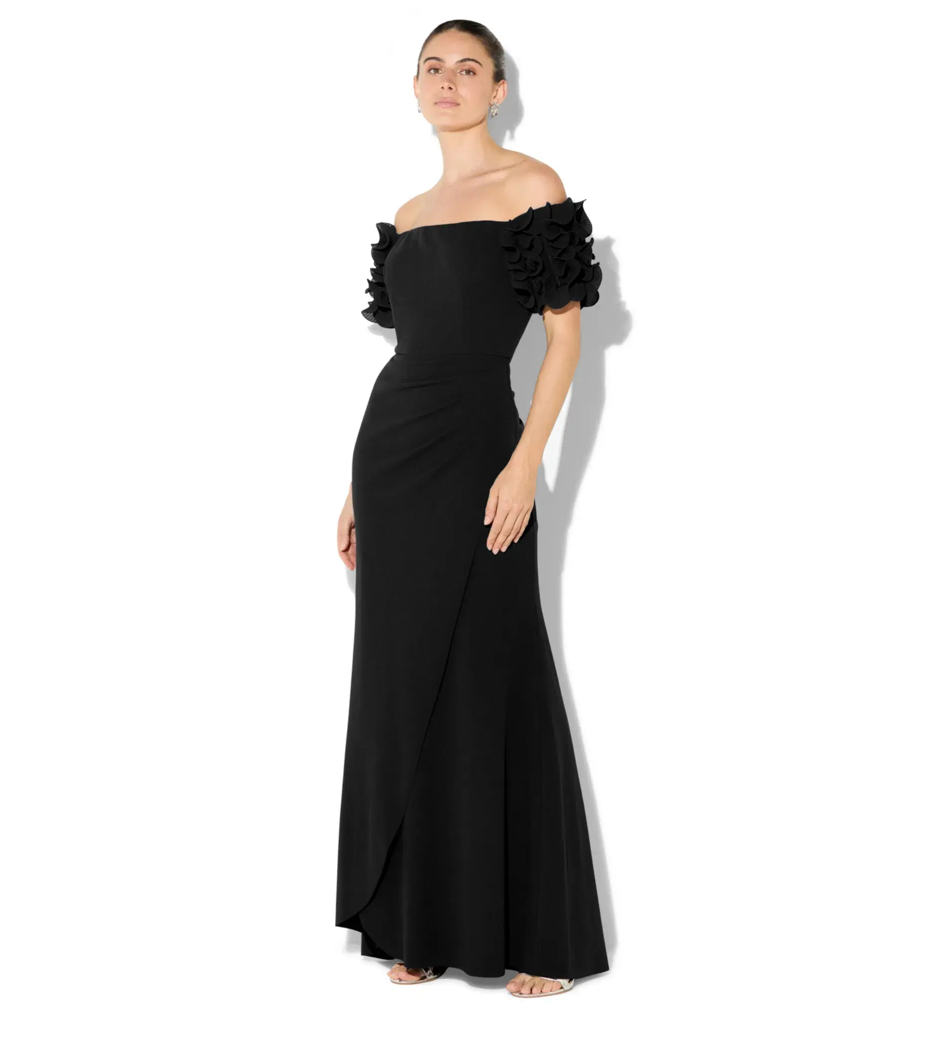 Montique Diana Ruffle Sleeve Gown in Black Size 14/L - Image 2