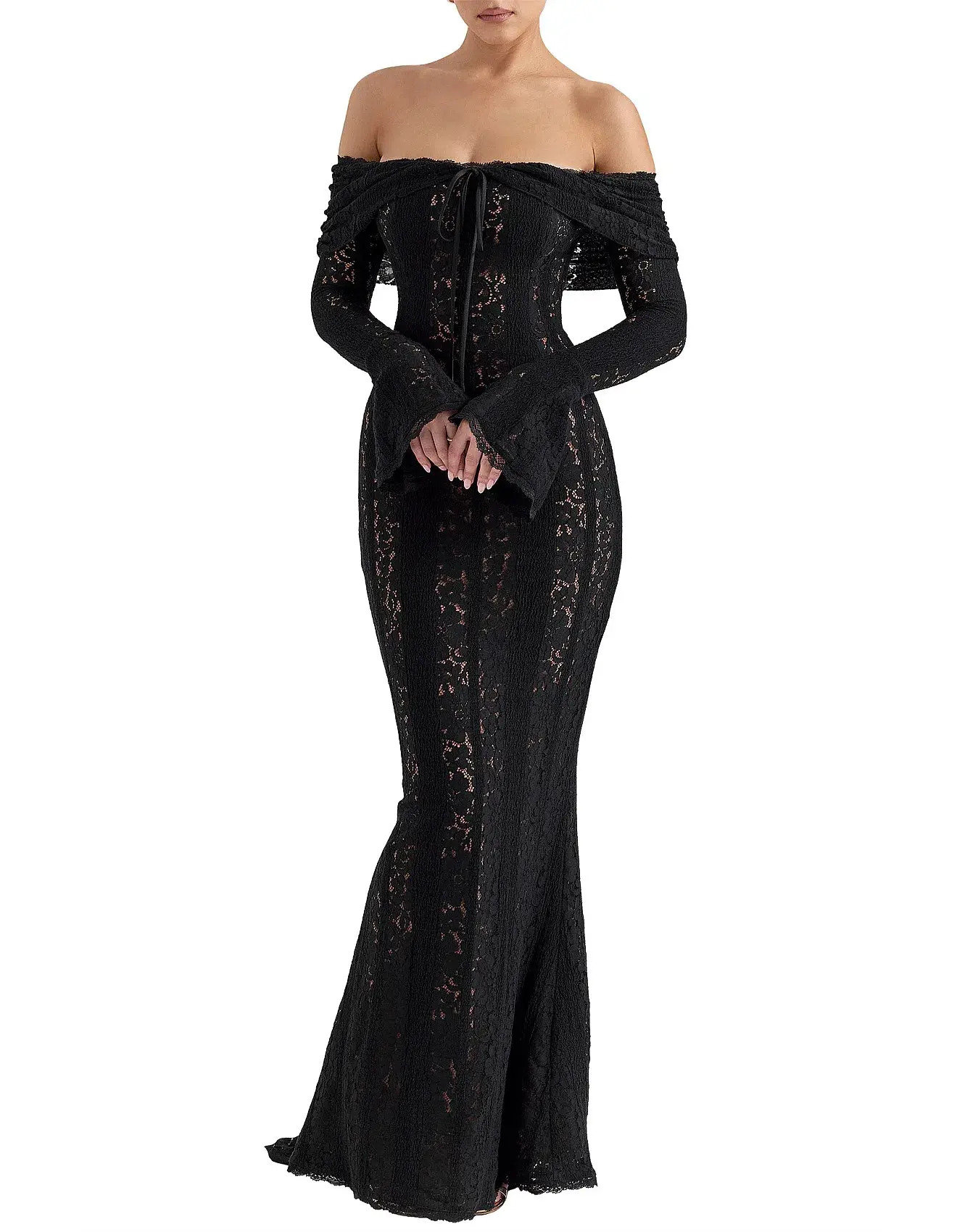 House of CB Belle Lace Maxi Dress in Black Size 10/S - Image 1