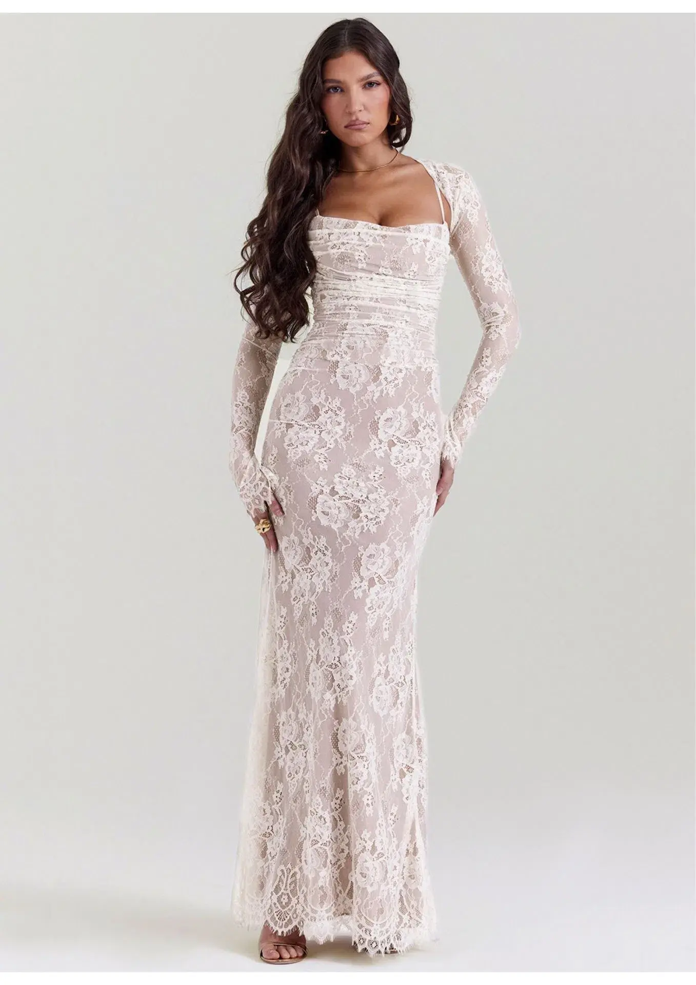House of CB Artemis Lace Maxi Dress in Vintage Cream Size M / AU 10 (Bigger Cup) - Image 1