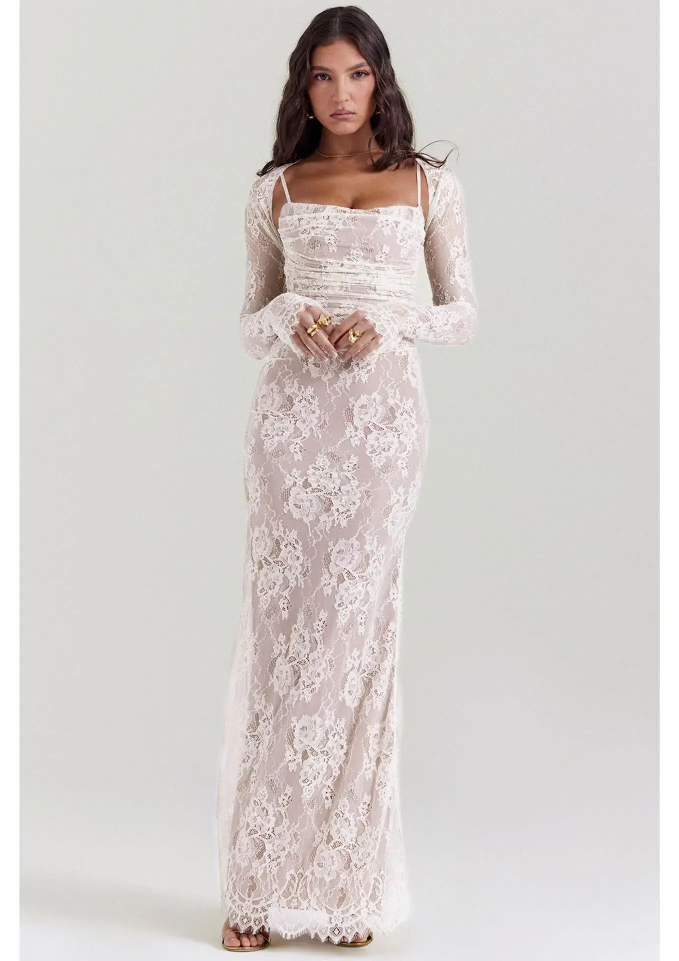 House of CB Artemis Lace Maxi Dress in Vintage Cream Size M / AU 10 (Bigger Cup) - Image 4