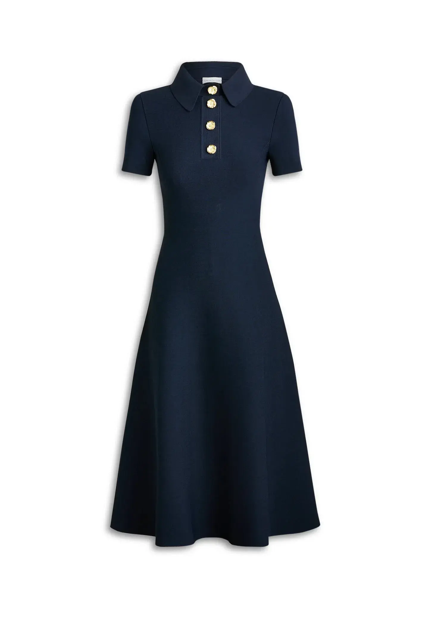 Scanlan Theodore Crepe Knit Poppy Shirt Midi Dress in Navy Size 10 - Image 5
