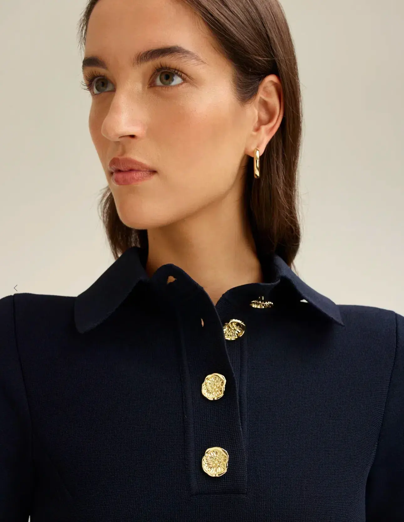 Scanlan Theodore Crepe Knit Poppy Shirt Midi Dress in Navy Size 10 - Image 4