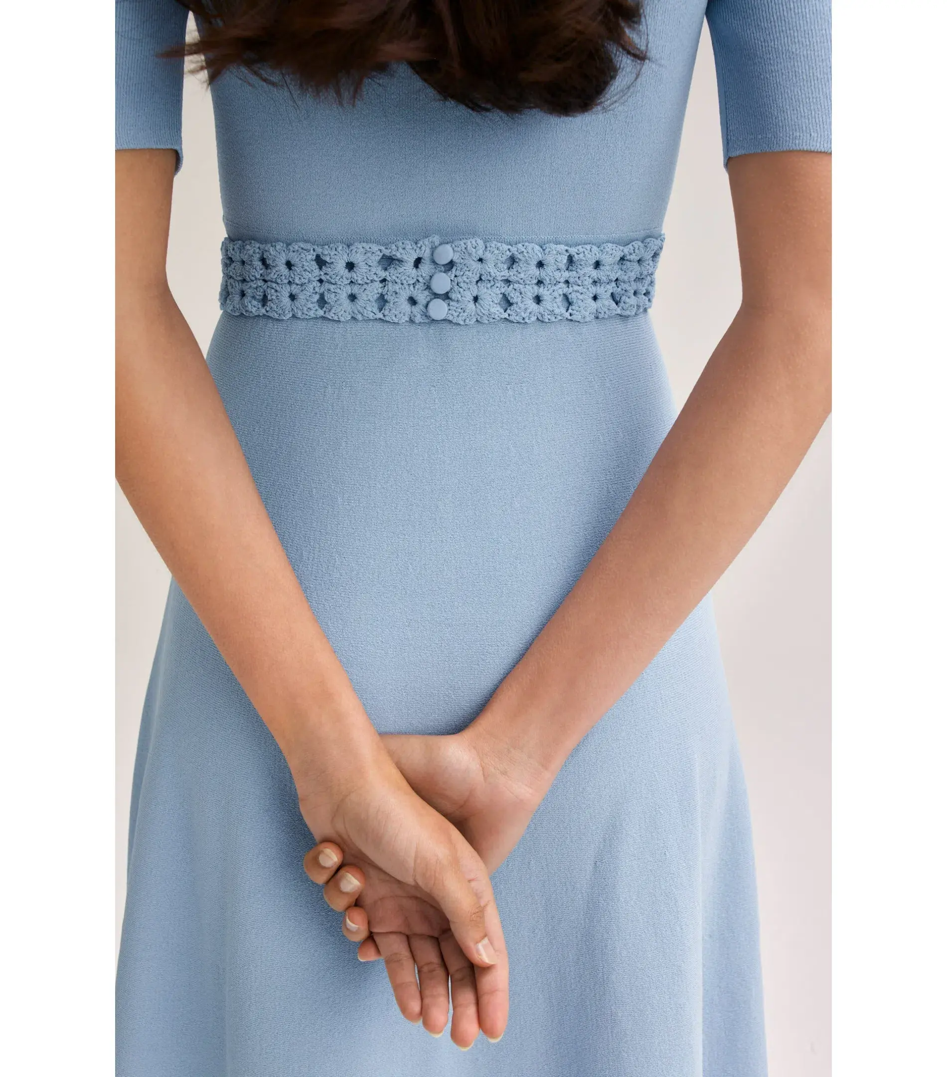 Scanlan Theodore Crepe Knit Daisy Soft Dress Denim Size M / AU 10 - Image 5