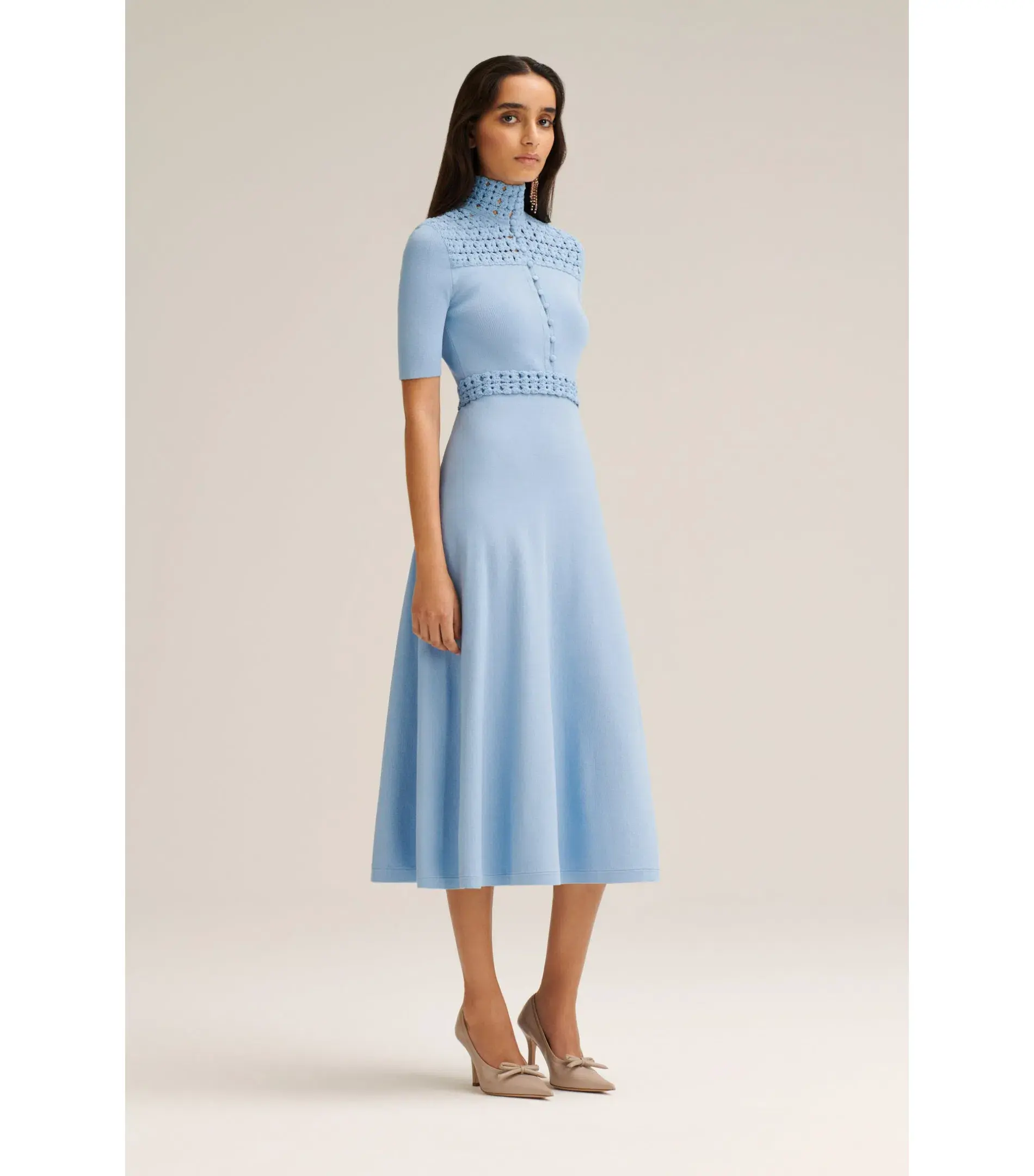 Scanlan Theodore Crepe Knit Daisy Soft Dress Denim Size M / AU 10 - Image 2