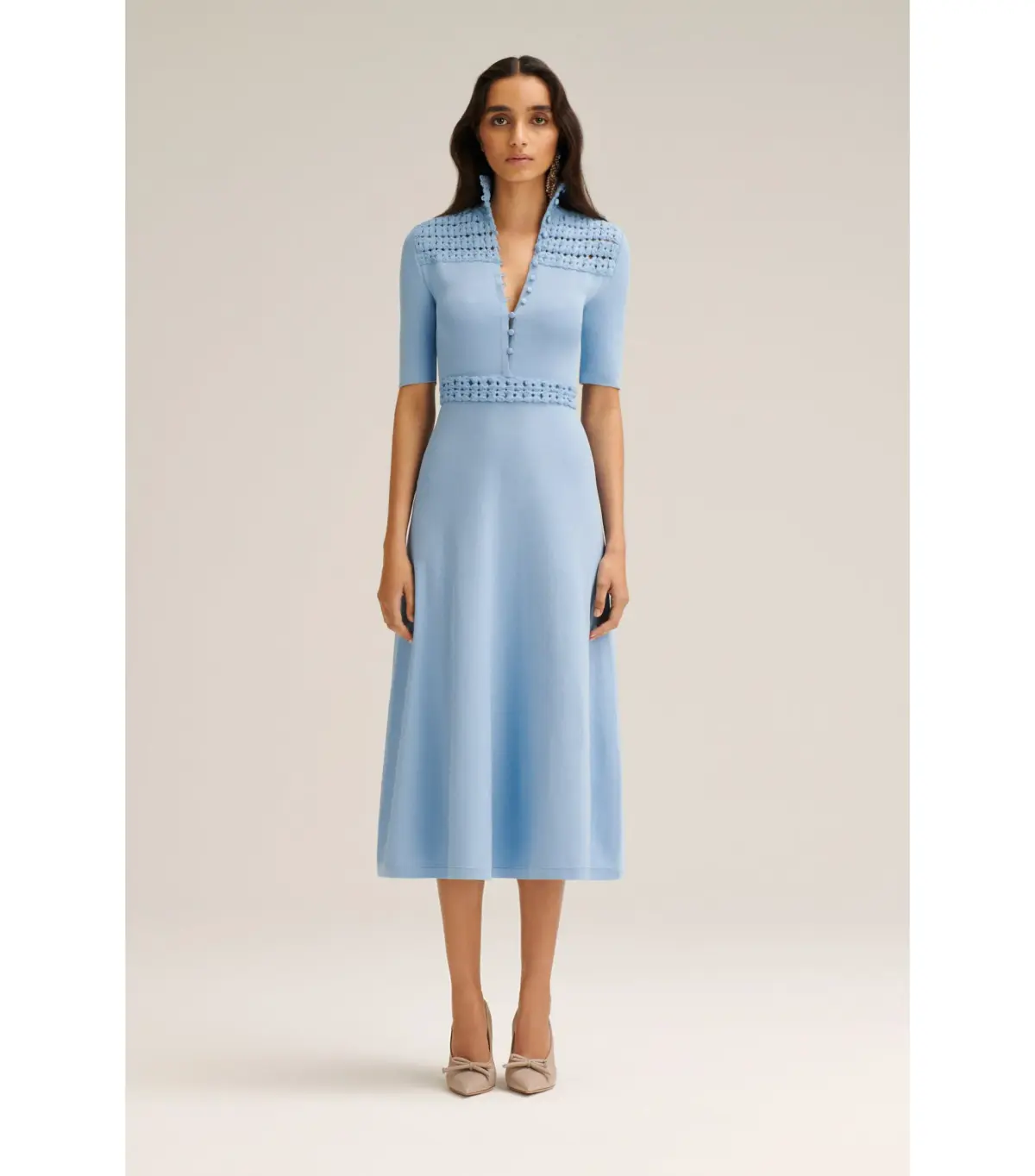 Scanlan Theodore Crepe Knit Daisy Soft Dress Denim Size M / AU 10 - Image 1