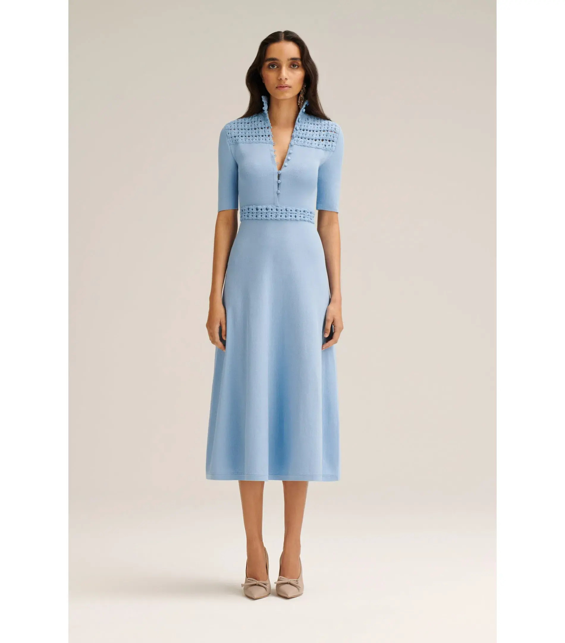 Scanlan Theodore Crepe Knit Daisy Soft Dress Denim Size M / AU 10 - Image 1