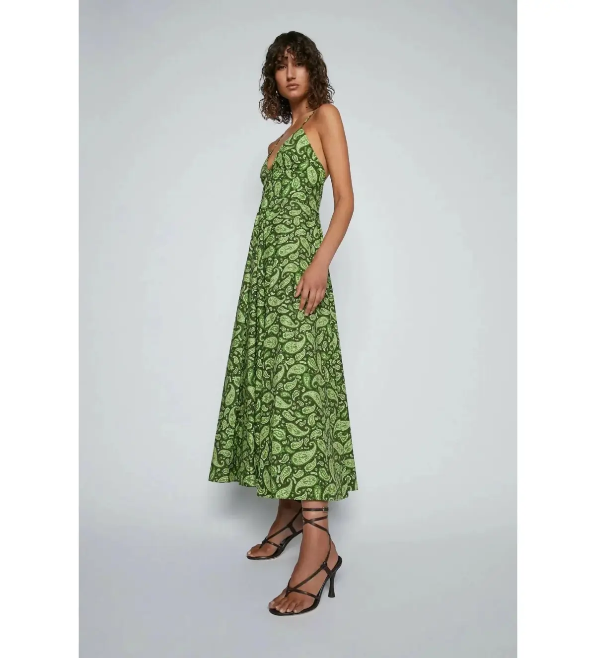 Scanlan Theodore Cotton Paisley Shoestring Dress in Green Size AU 8 - Image 3