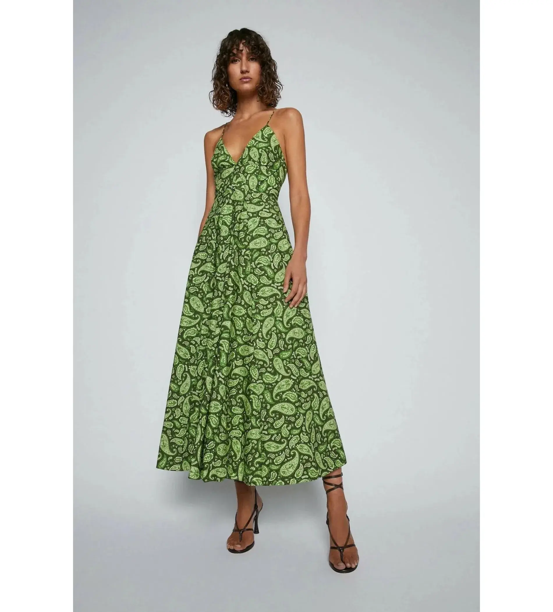 Scanlan Theodore Cotton Paisley Shoestring Dress in Green Size AU 8 - Image 1