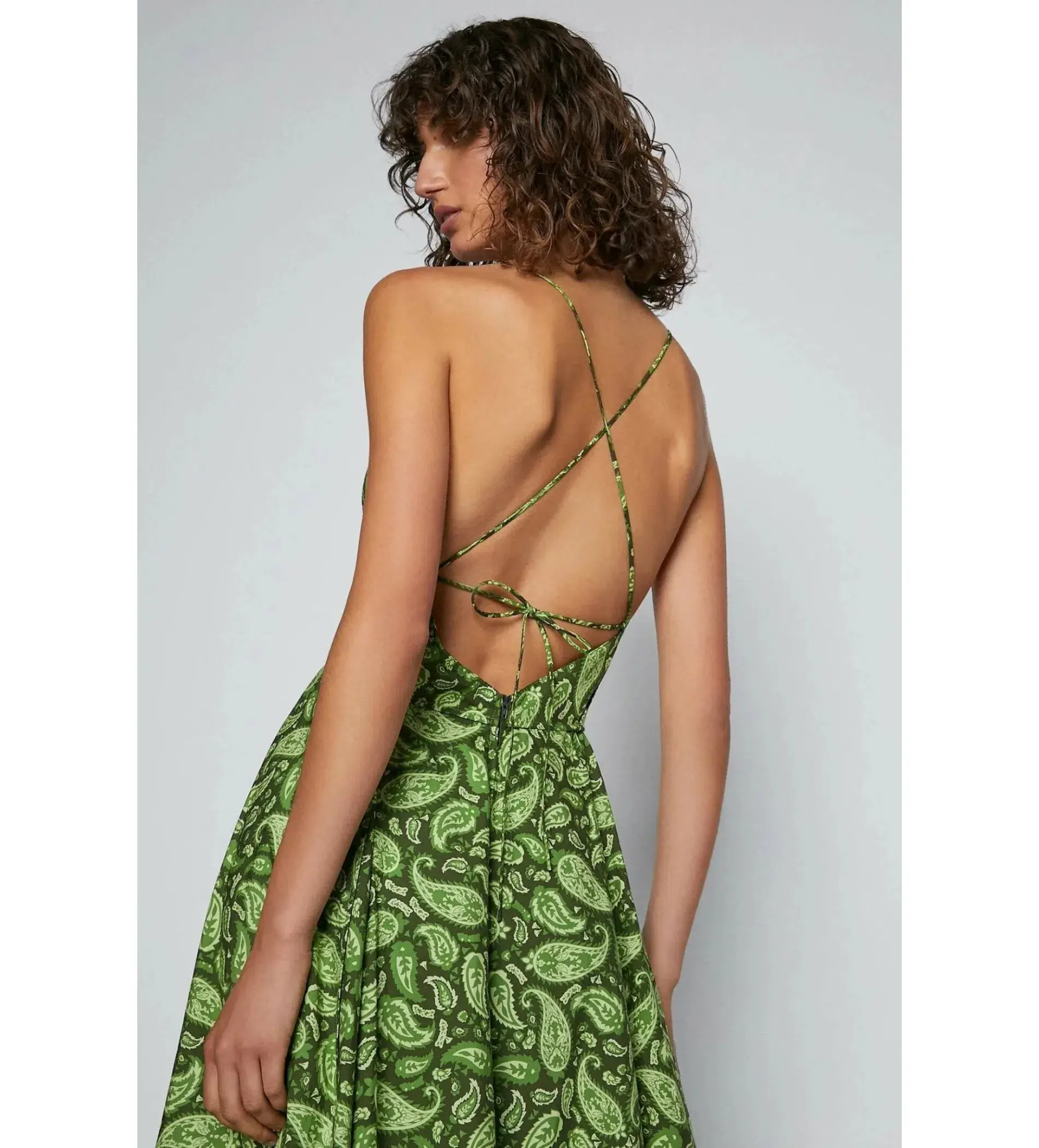 Scanlan Theodore Cotton Paisley Shoestring Dress in Green Size AU 8 - Image 5