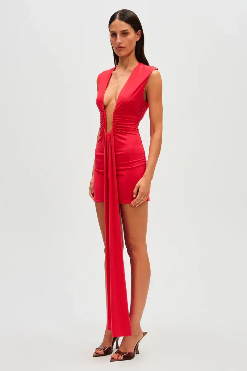 MISHA Jennifer Cupro Mini Dress in Red Size 8/S - Image 2