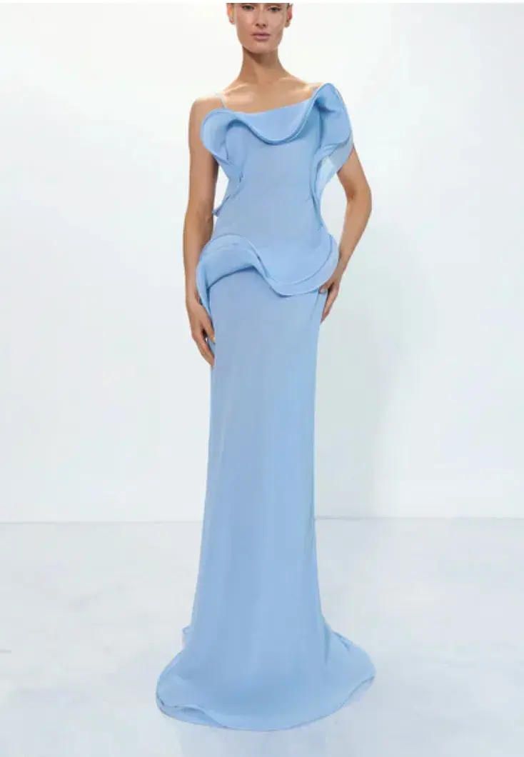 Selezza London Chiffon Maxi Dress Blue Size AU 8 - Image 1