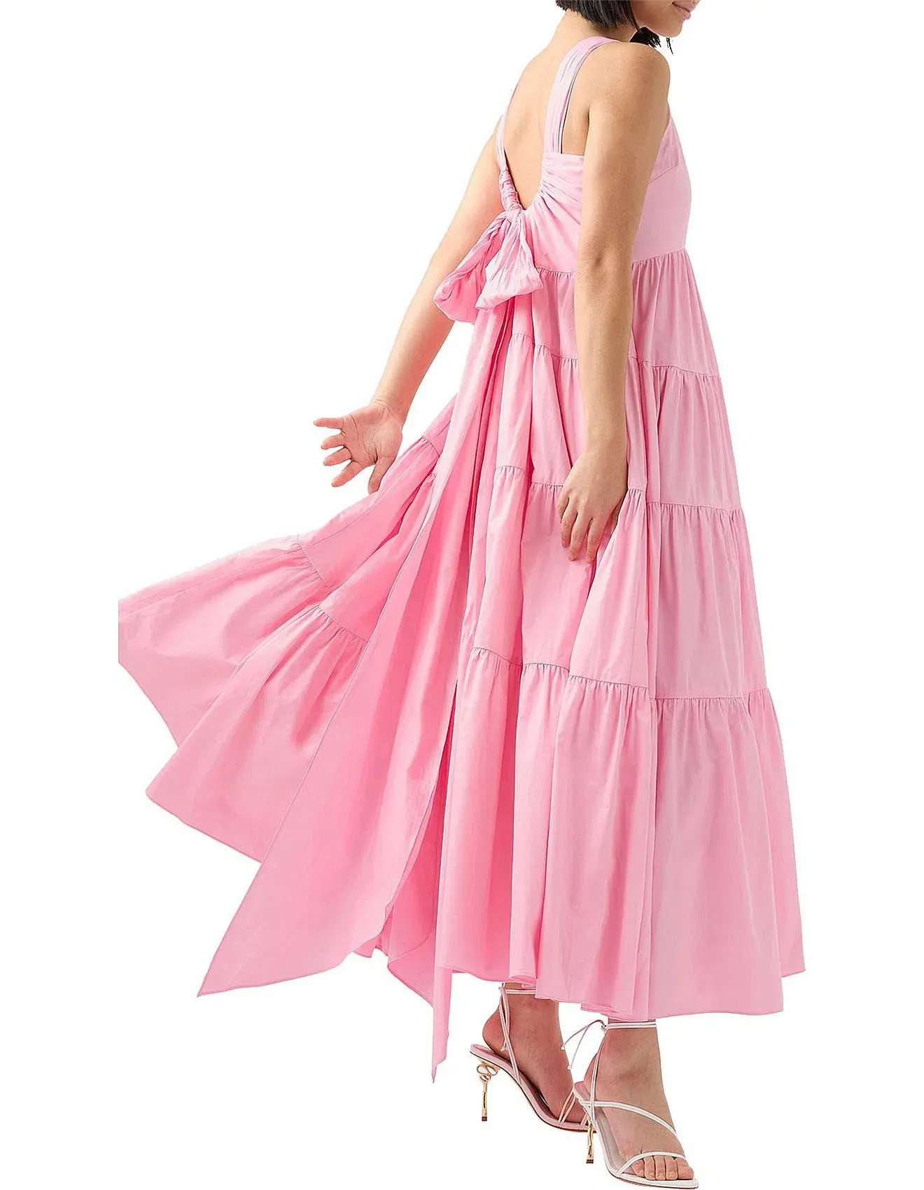Aje Marguerite Tie Back Cotton Maxi Dress Pink Size 8 - Image 3