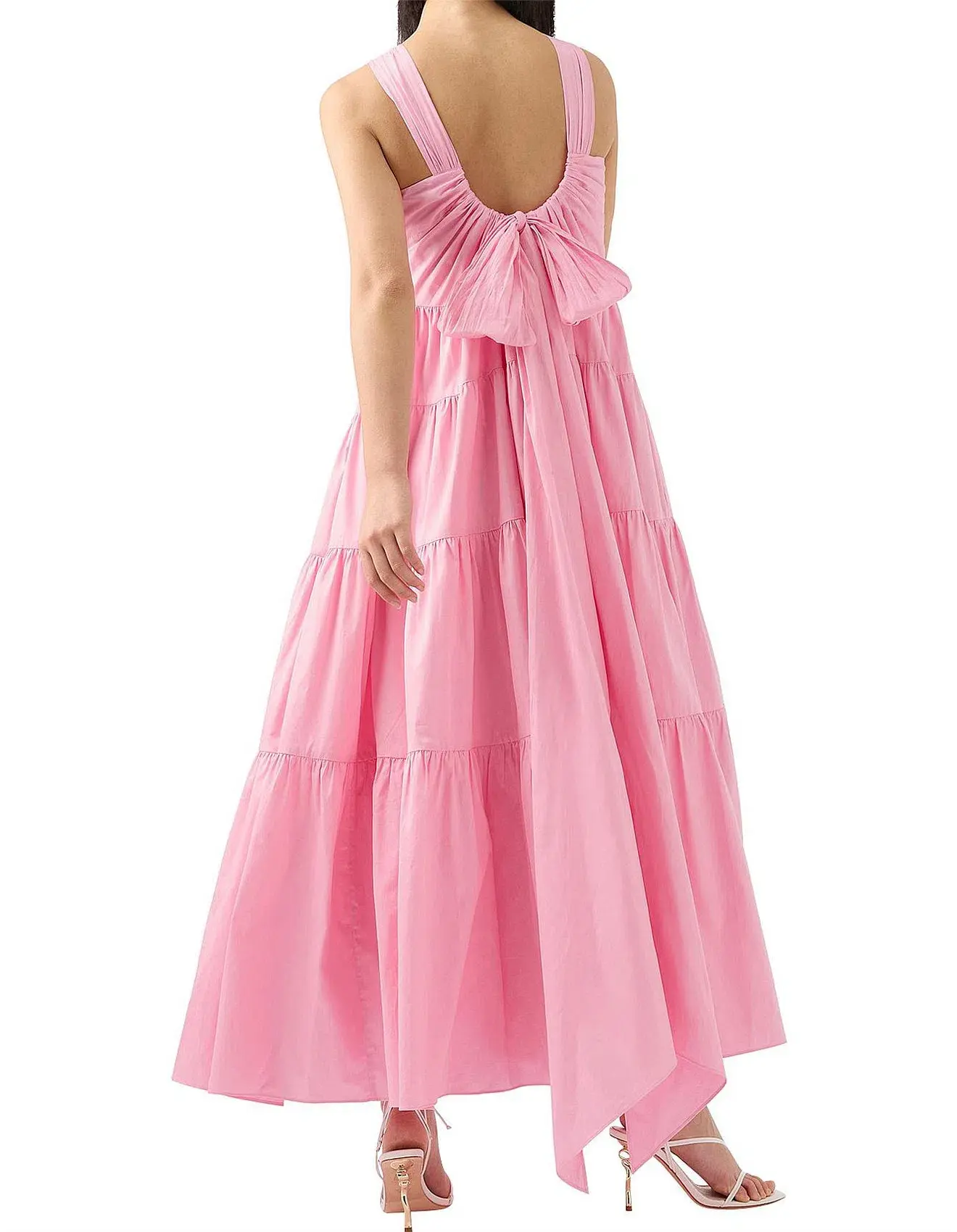 Aje Marguerite Tie Back Cotton Maxi Dress Pink Size 8 - Image 4