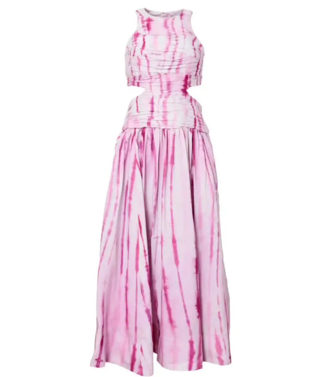 Aje Introspect Ripple Cut Out Midi Dress in Ripple Tie Dye Size AU 6 for rent on The Volte - main image