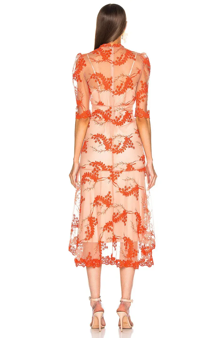 Alice McCall Honeymoon Midi Dress Orange/Nude Size 6 - Image 3