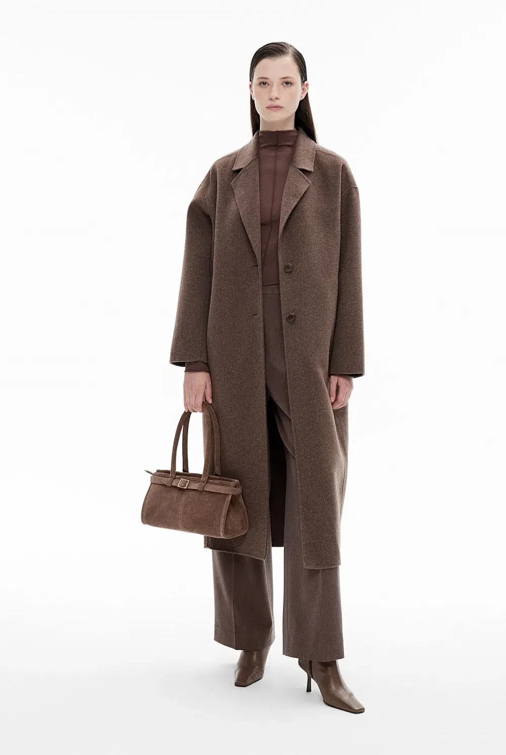 Witchery Double Faced Coat in Brown One Size  - Image 1