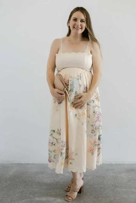 Zimmermann Halliday Scallop Midi Dress in Cream Watercolour Floral Size 4 / AU 16 - Image 1