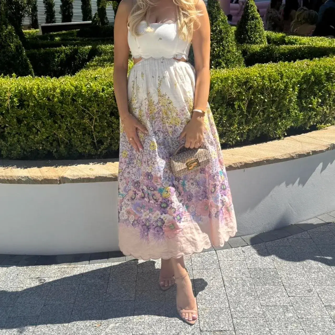 Zimmermann Jude Scallop Midi Dress in Peach Gradient Floral Size 3 /AU 14 - Image 1