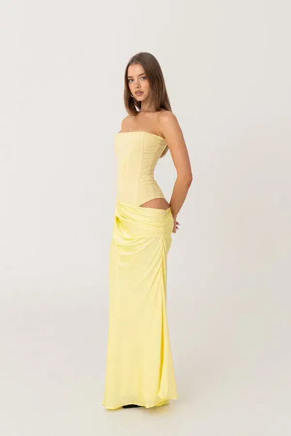 HNTR The Label Huxley Maxi Gown Lemon Size 6 for rent on The Volte - main image