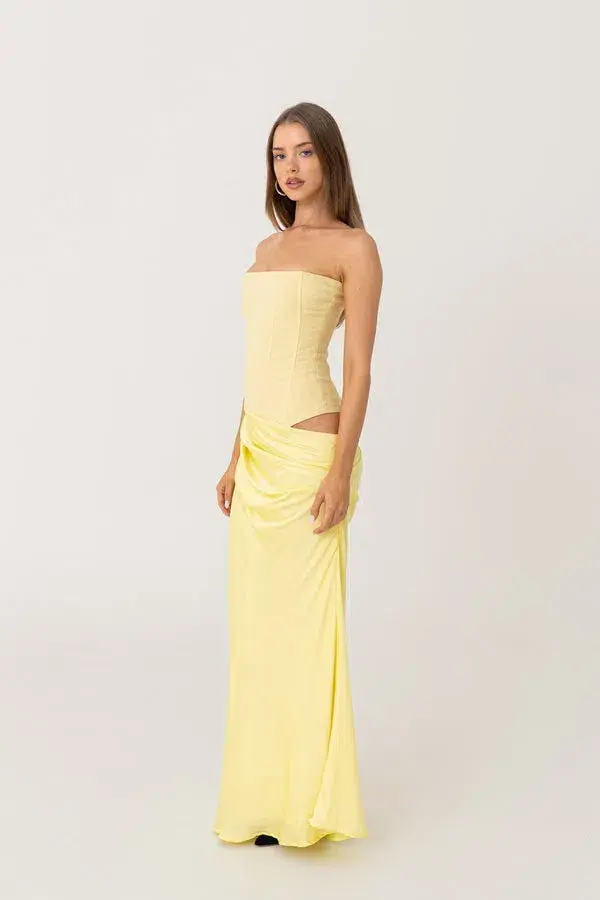 HNTR The Label Huxley Maxi Gown Lemon Size 6 - Image 3