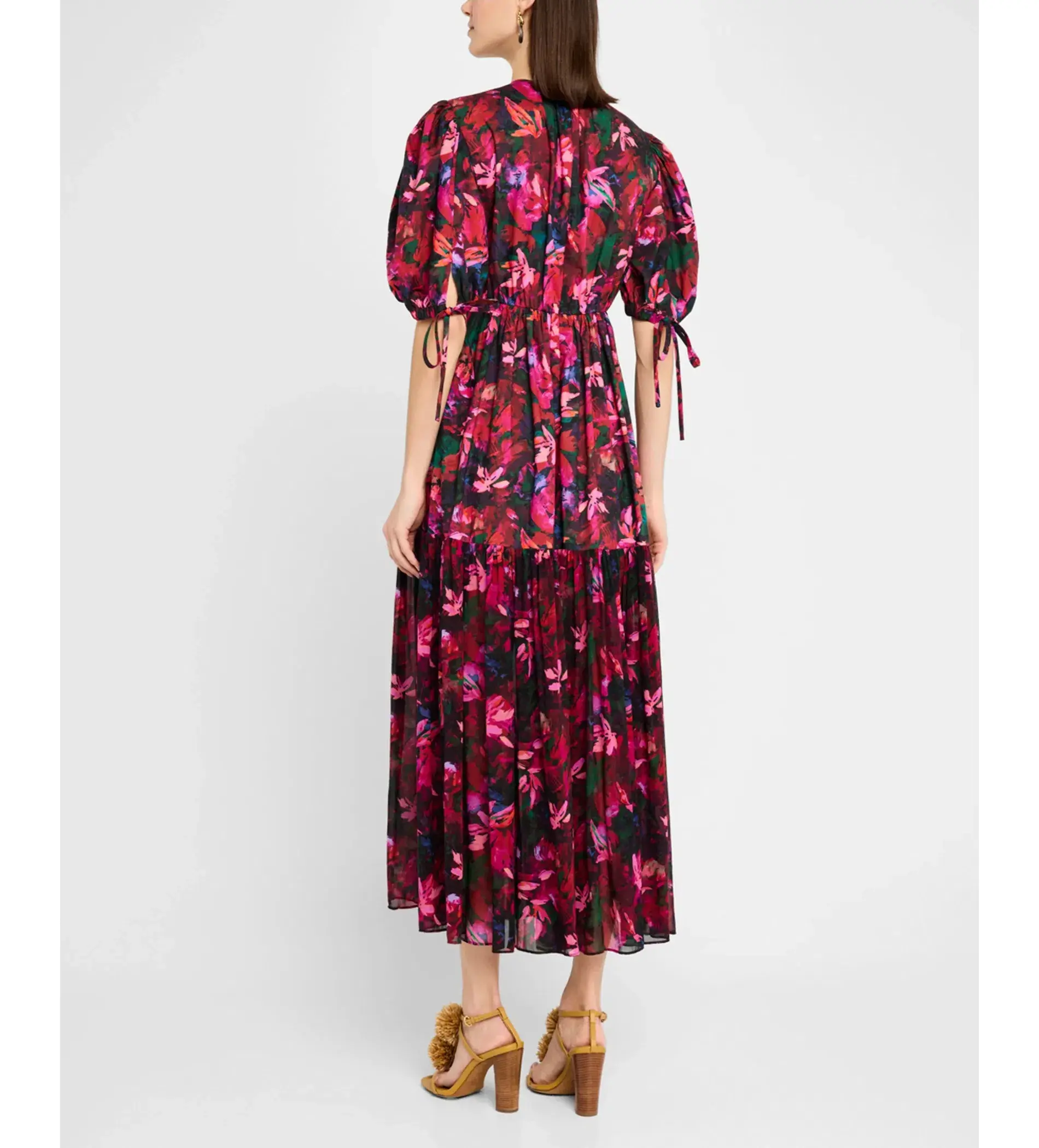 Ulla Johnson Collage Midi Dress Hibiscus Size AU 10 - Image 3