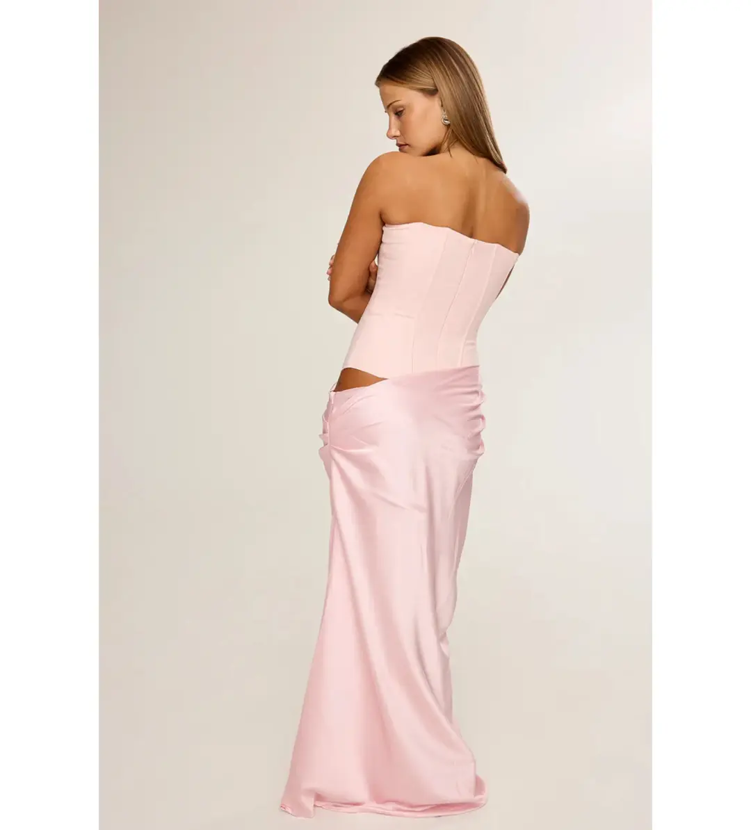 Hntr The Label Huxley Gown Maxi in Baby Pink Size AU 6 for rent on The Volte - main image