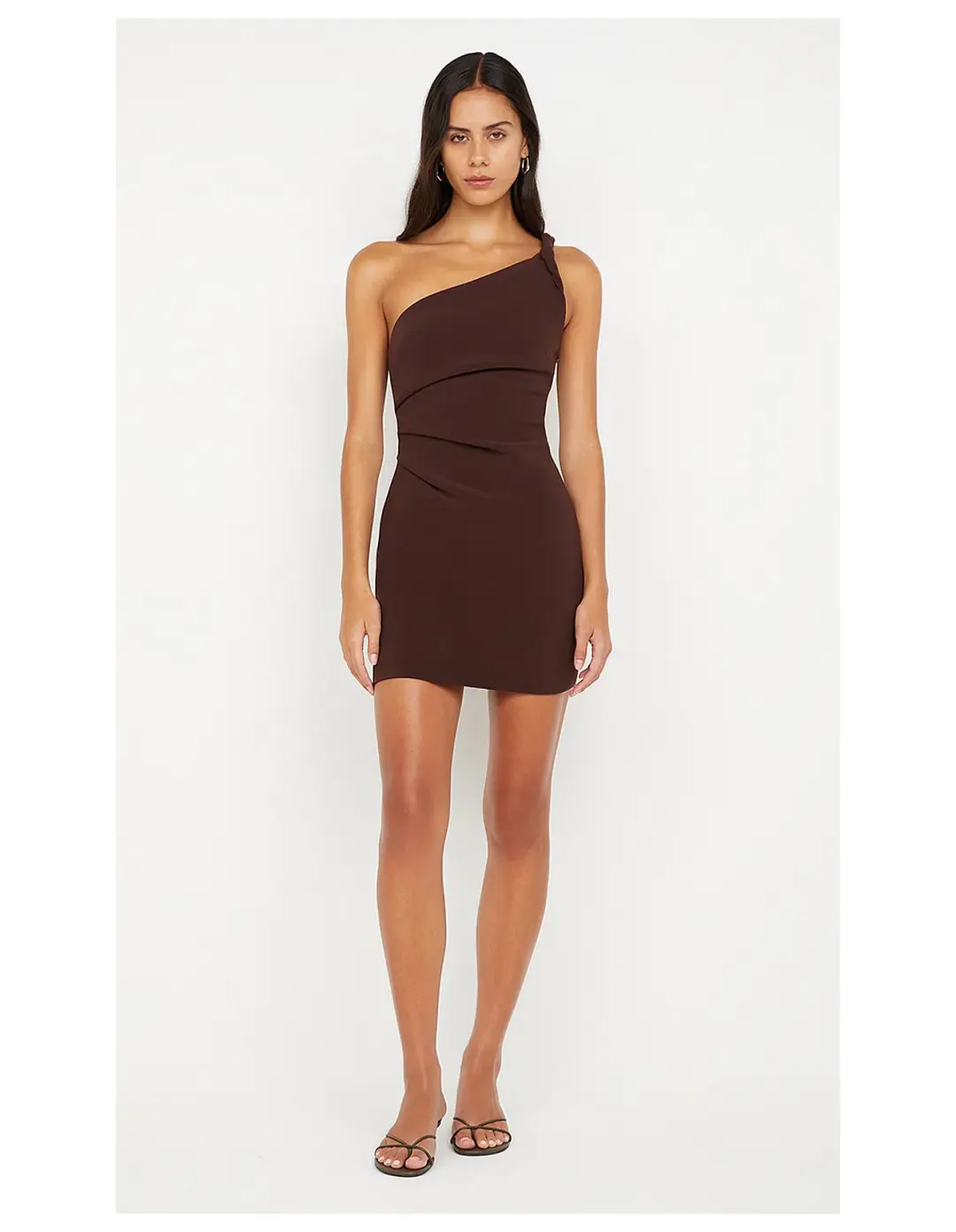 Bec & Bridge Ariven Asym Mini Dress in Dark Chocolate Brown Size 8 for rent on The Volte - main image