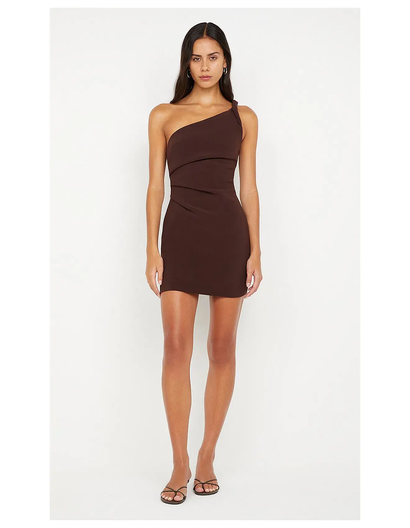 Bec & Bridge Ariven Asym Mini Dress in Dark Chocolate Brown Size 8 - Image 1