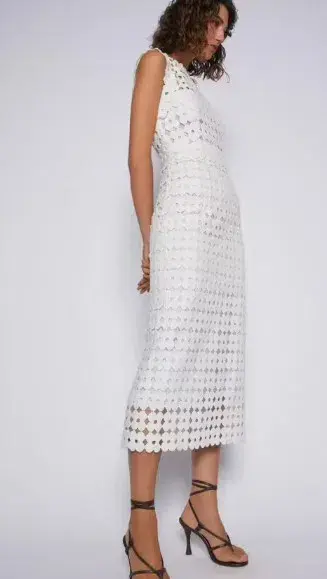 Scanlan Theodore Daisy Lace Midi Dress White Size 8 - Image 2
