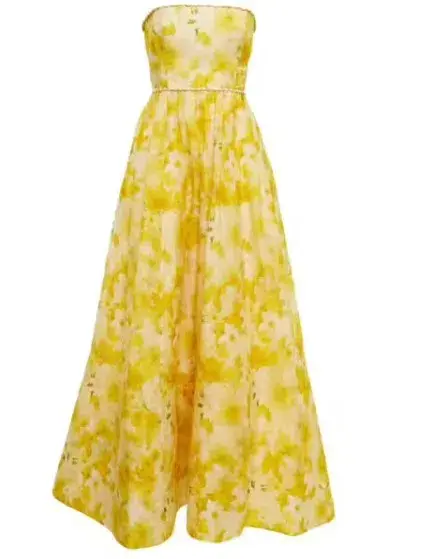 Zimmermann Wonderland Shell Embellished Silk Blend Gown Yellow Size AU 8 - Image 2