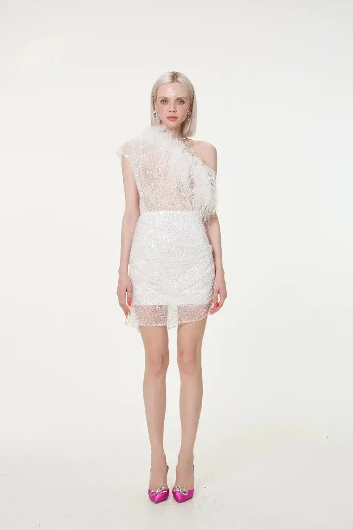 Par Violet End Scene Dress White Size 10/S - Image 1