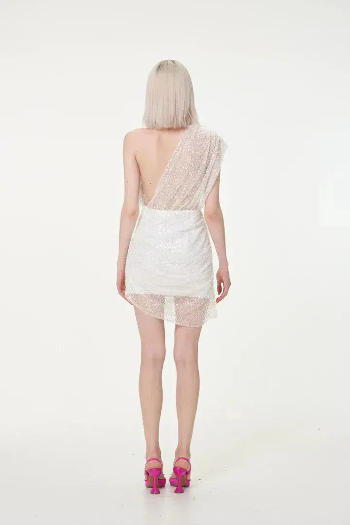 Par Violet End Scene Dress White Size 10/S - Image 3