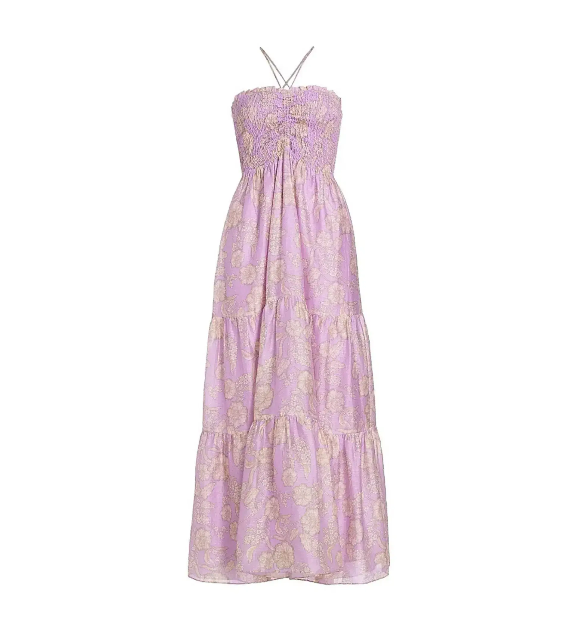 Kivari Elzette Tiered Midi Dress Lilac Floral Size 10 - Image 4