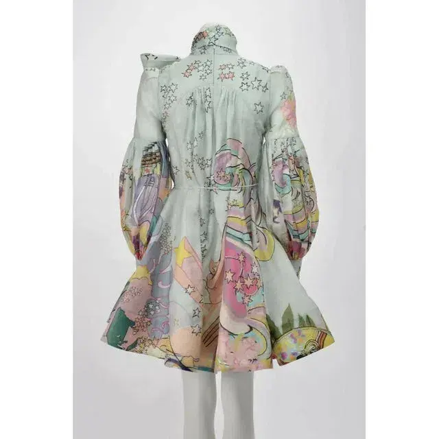 Zimmermann Concert Tie Neck Mini Dress Print Size AU 12 - Image 4